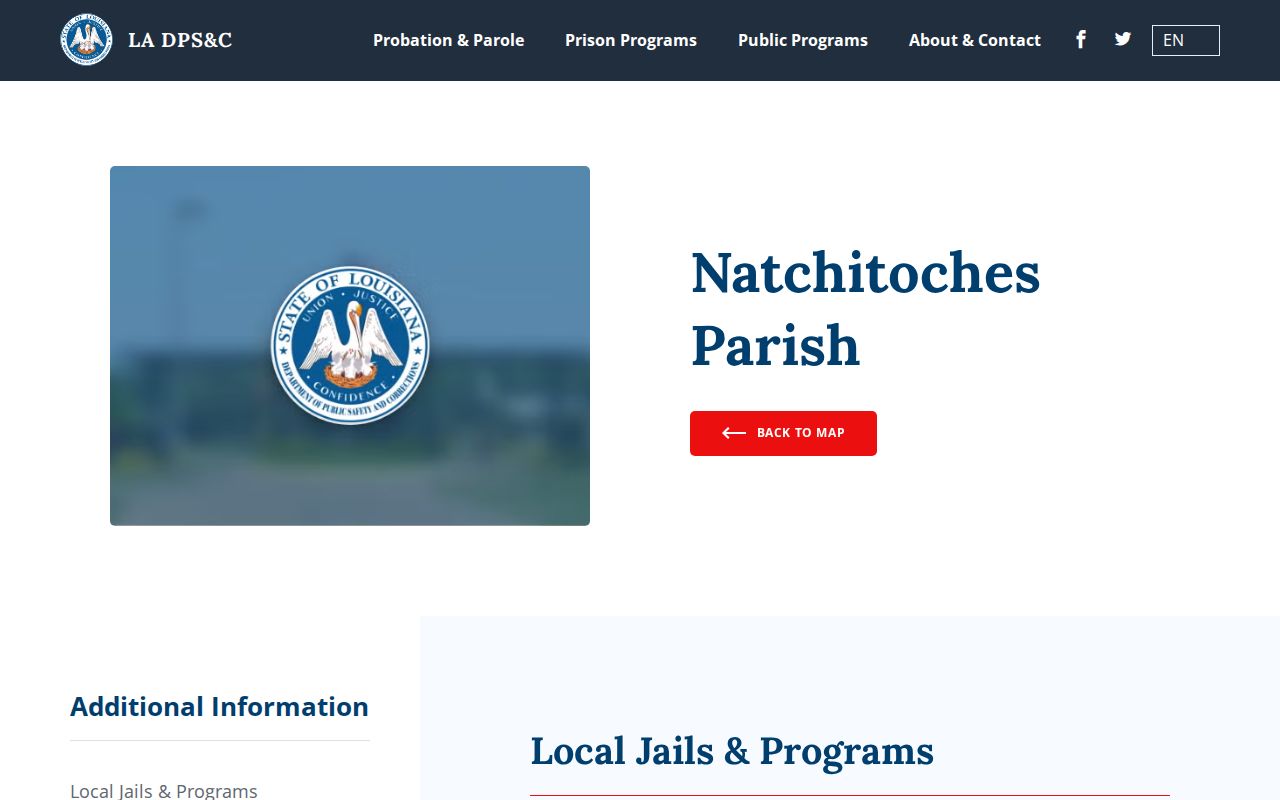 Natchitoches Parish Transitional Work Program release status and distinct facility contact