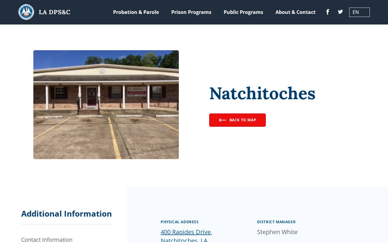 Natchitoches Parish parole and probation district office and five-parish supervision area